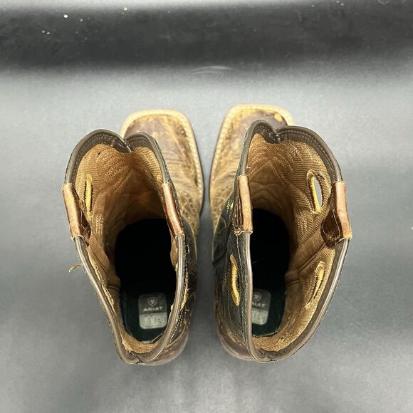 Ariat Boots Children’s Youth 1 Distressed Brown Roughstock Cowboy 10016239 - Picture 5 of 7